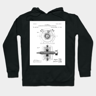 Tesla Generator Patent - Electrician Maker Workshop Art - White Hoodie